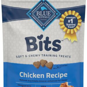 blue buffalo bits soft dog treats for training, made with natural ingredients & enhanced with dha, chicken recipe, 19 oz bag
