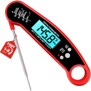 meat thermometer digital instant read food thermometer for cooking grilling, candy, air fryer, griddle probe kitchen gadgets essentials bbq accessories, gifts for men, mom, dad, red