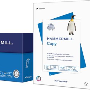 hammermill printer paper, 20 lb copy paper, 8.5 x 11 3 ream (1,500 sheets) 92 bright, made in the usa