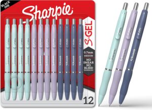 sharpie s gel, gel pens, medium point (0.7mm), assorted fashion barrels, black ink, 12 count office, teacher, school supplies