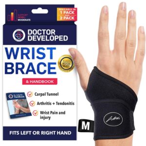 doctor developed wrist brace, wrist wraps for carpal tunnel arthritis, tendonitis, hand support, ideal for fitness, weightlifting handbook included (wrist brace 1 pack)