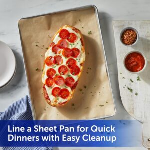 reynolds kitchens unbleached parchment paper roll, non stick parchment paper for cooking and baking, oven safe up to 425 degrees, chlorine free, 45 feet x 12 inches, 45 total sq. ft.