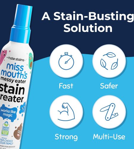miss mouth's messy eater stain treater spray 4oz stain remover newborn & baby essentials no dry cleaning food, grease, coffee off laundry, underwear, fabric